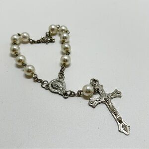 Silver And White Pearl Rosary Bracelet, Italy